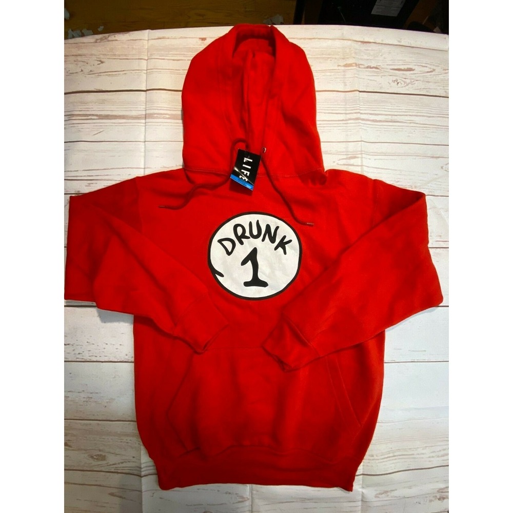 DrunkFunny Silly Hoodie  Size small Red sweatshirt unisex